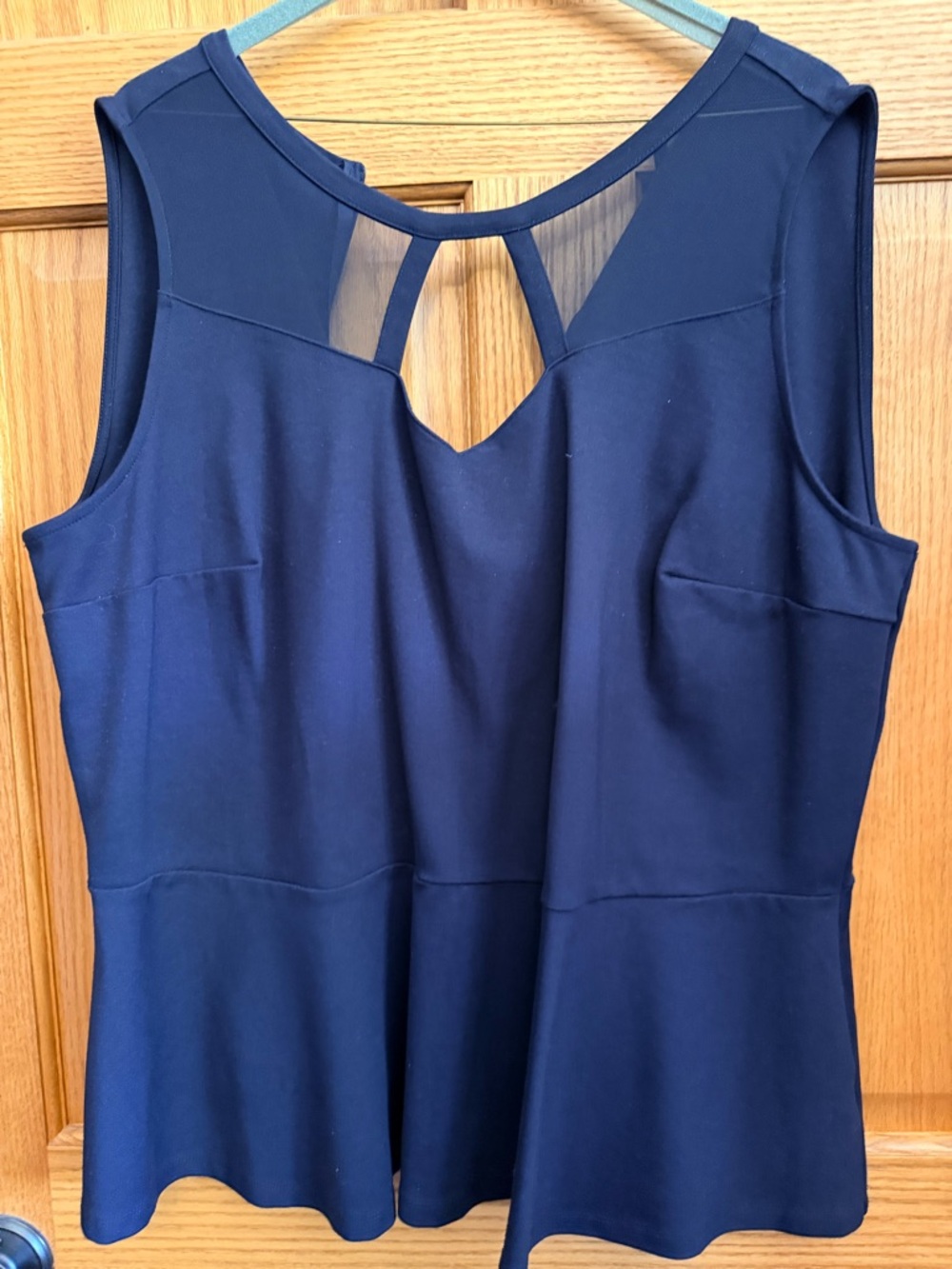 Lane Bryant Navy Sleeveless Top with Mesh Accent